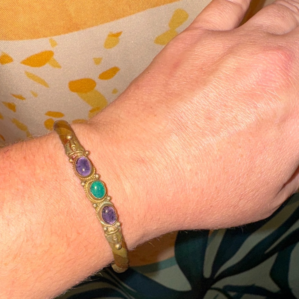 Handmade Bracelet Cuff with Fluorite and Aventurine